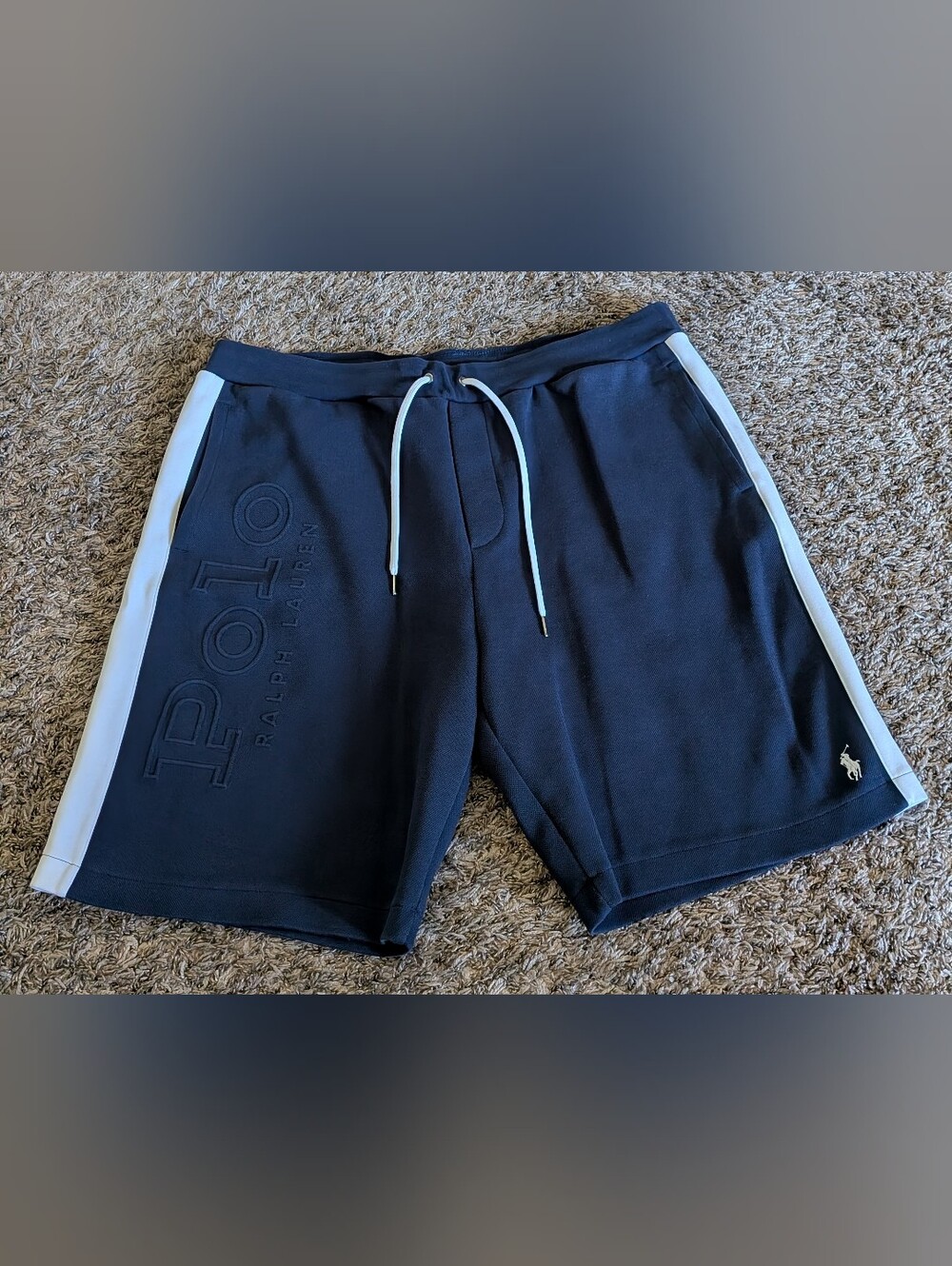 Polo Ralph Lauren Navy Cotton Blend 9" Logo Double Knit Sweat Shorts Men's XXL